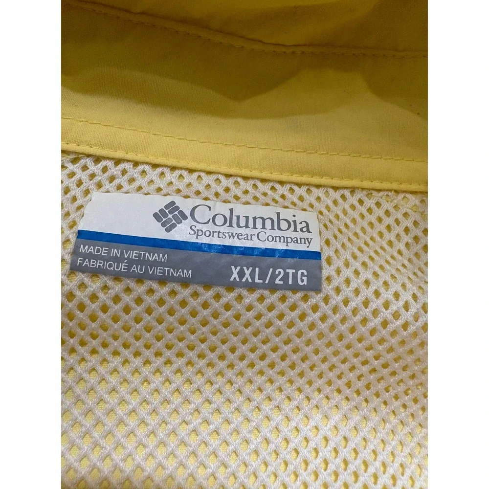 Columbia PFG Button Up Shirt XXL Yellow Omni-Shade‎ Fishing Vented Outdoor Mens